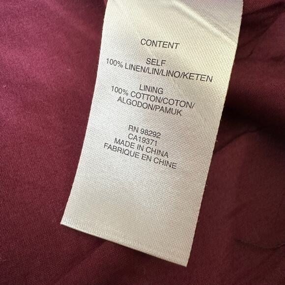 TIBI Fluid Suiting Mini Skirt Maroon Lined Lightweight Linen Preppy - Picture 7 of 9